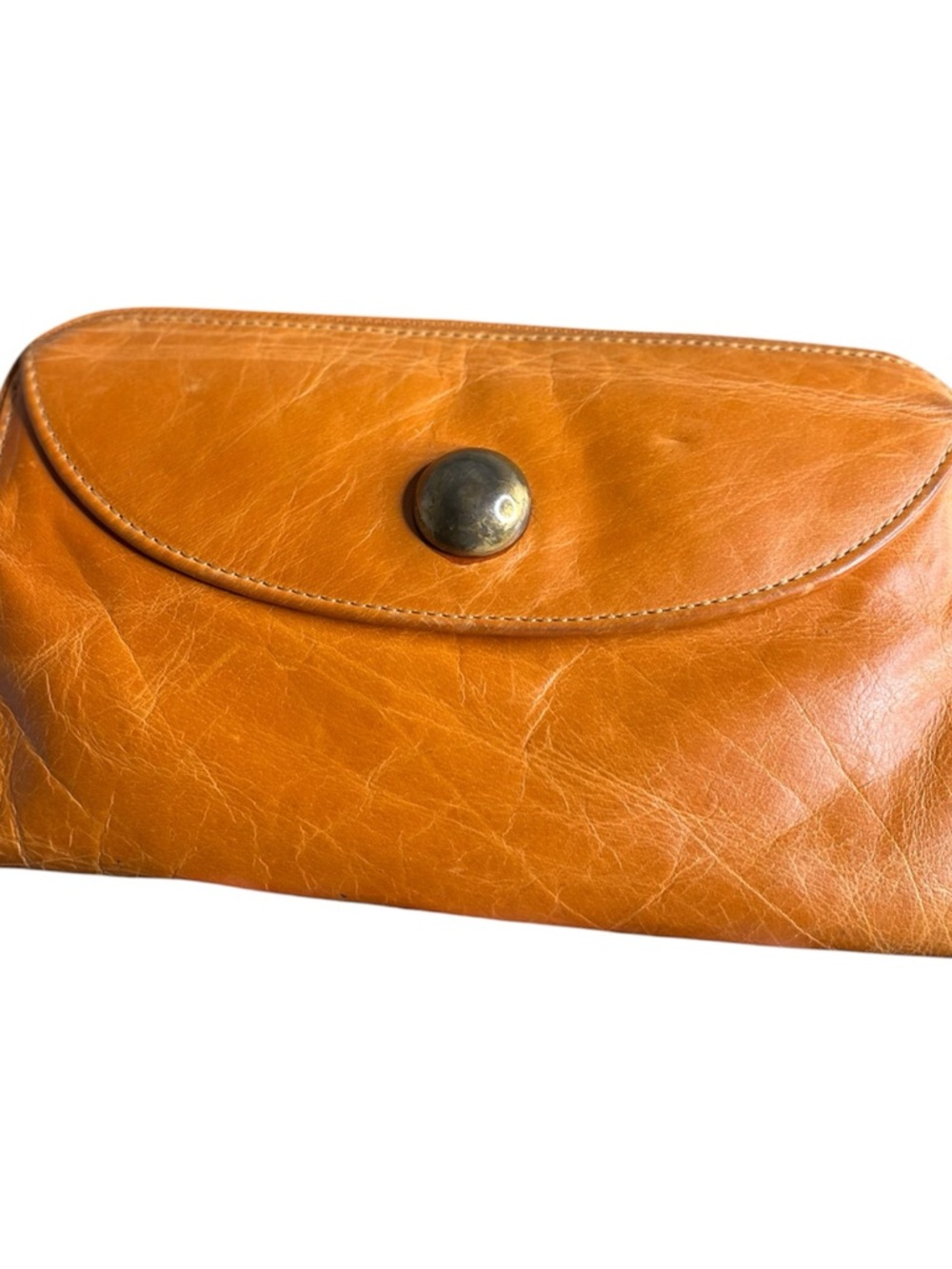 Vintage Latico Soft Buttery Leather Cognac Brown Large Foldable Clutch Wallet